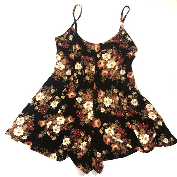 Mind Code Pants - Soft Stretchy Black Floral Romper